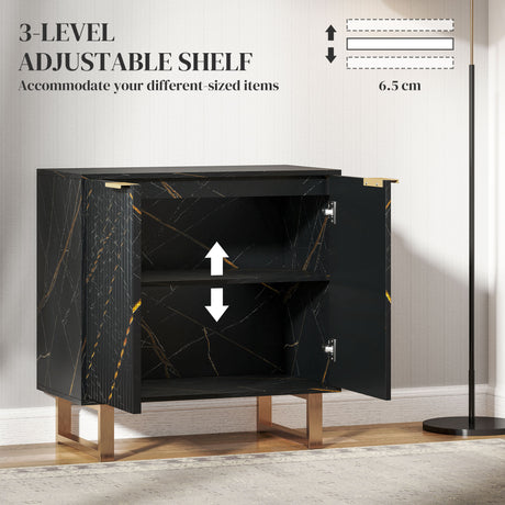 Wooden Storage Cabinet 76.5cm Wide With 2 Doors - Velmora