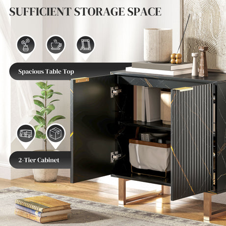 Wooden Storage Cabinet 76.5cm Wide With 2 Doors - Velmora