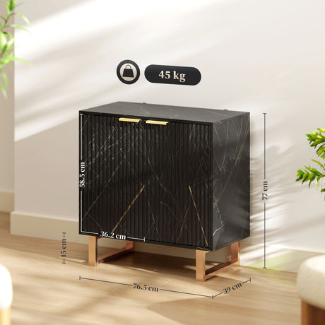 Wooden Storage Cabinet 76.5cm Wide With 2 Doors - Velmora