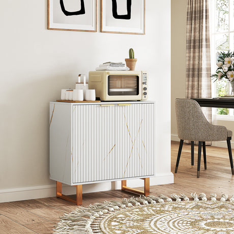 Wooden Storage Cabinet 76.5cm Wide With 2 Doors - Velmora