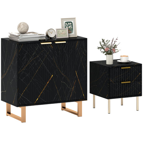 Wooden Storage Cabinet 76.5cm Wide With Bedside Cabinet - Velmora