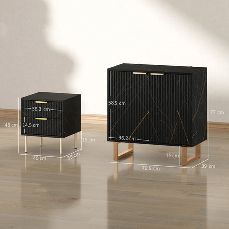 Wooden Storage Cabinet 76.5cm Wide With Bedside Cabinet - Velmora