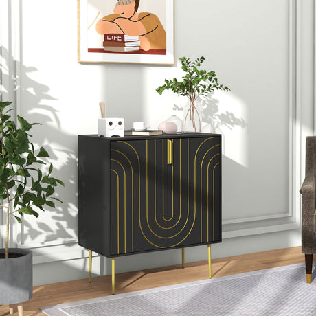Wooden Storage Cabinet 78cm Wide With 2 Doors - Velmora