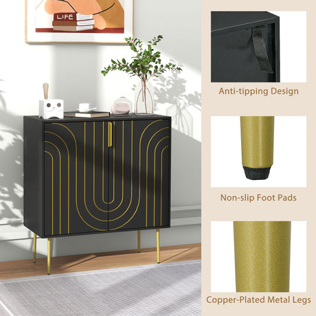 Wooden Storage Cabinet 78cm Wide With 2 Doors - Velmora