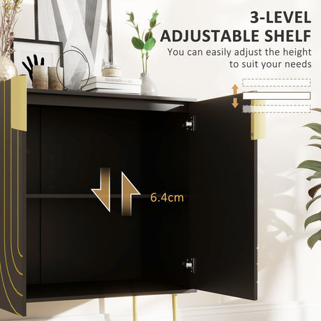 Wooden Storage Cabinet 78cm Wide With 2 Doors - Velmora