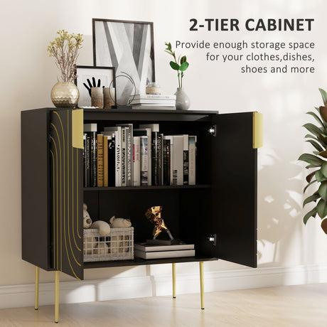 Wooden Storage Cabinet 78cm Wide With 2 Doors - Velmora