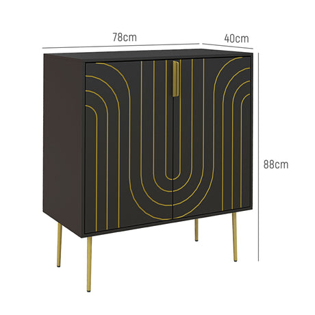 Wooden Storage Cabinet 78cm Wide With 2 Doors - Velmora