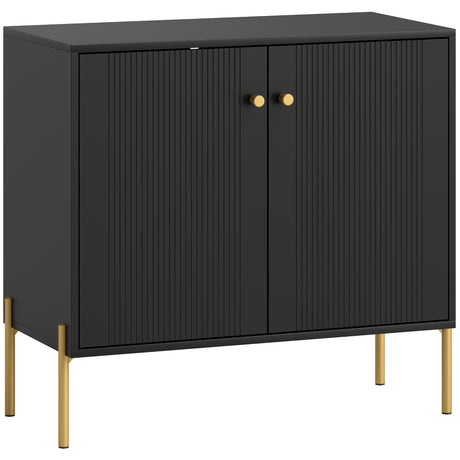 Wooden Storage Cabinet 80cm Wide With 2 Doors And Gold Legs - Velmora