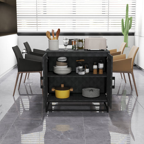 Wooden Storage Cabinet 80cm Wide With 2 Doors And Metal Frame - Velmora