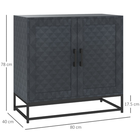 Wooden Storage Cabinet 80cm Wide With 2 Doors And Metal Frame - Velmora