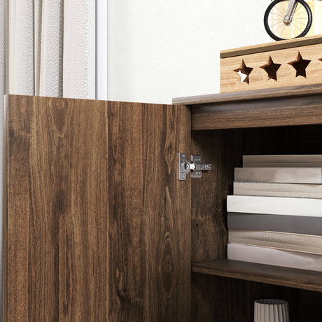 Wooden Storage Cabinet 80cm Wide With 2 Doors And Steel Harpin Legs - Velmora