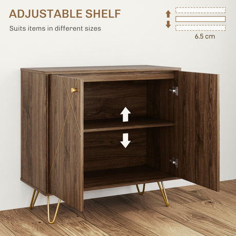 Wooden Storage Cabinet 80cm Wide With 2 Doors And Steel Harpin Legs - Velmora