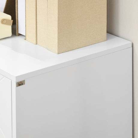 Wooden Storage Cabinet 80cm Wide With 2 Doors And Gold Handles - Velmora
