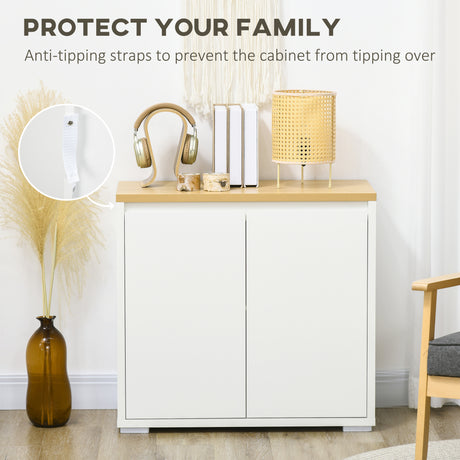 Wooden Storage Cabinet 80cm Wide With 2 Doors - Velmora