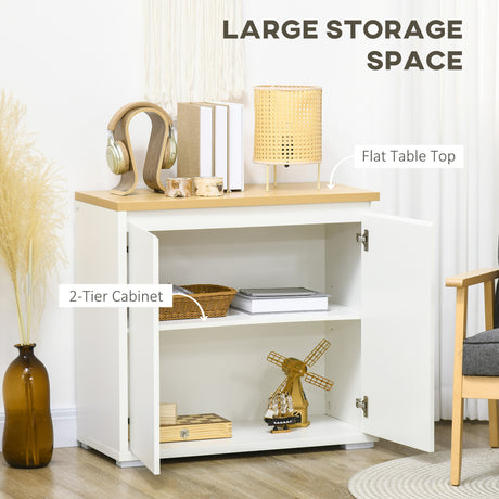 Wooden Storage Cabinet 80cm Wide With 2 Doors - Velmora
