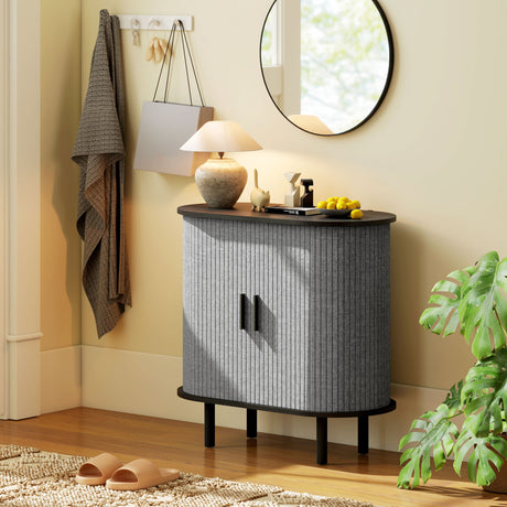 Wooden Storage Cabinet 80cm Wide With 2 Sliding Doors - Velmora