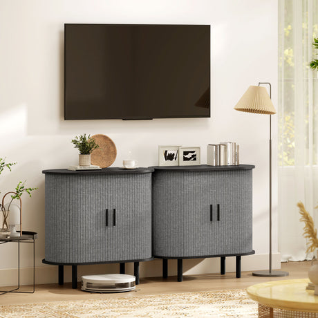 Wooden Storage Cabinet 80cm Wide With 2 Sliding Doors - Velmora