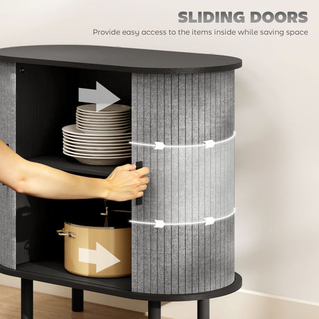 Wooden Storage Cabinet 80cm Wide With 2 Sliding Doors - Velmora