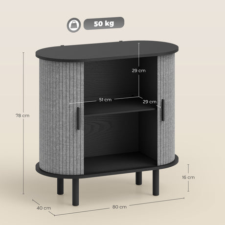 Wooden Storage Cabinet 80cm Wide With 2 Sliding Doors - Velmora
