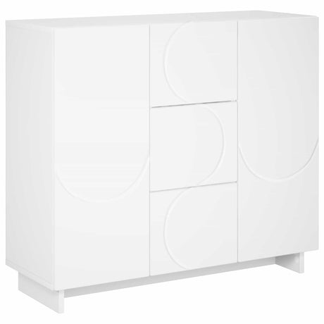 Wooden Storage Cabinet 85.5cm Wide With 2 Doors And 3 Drawers - Vantage Home