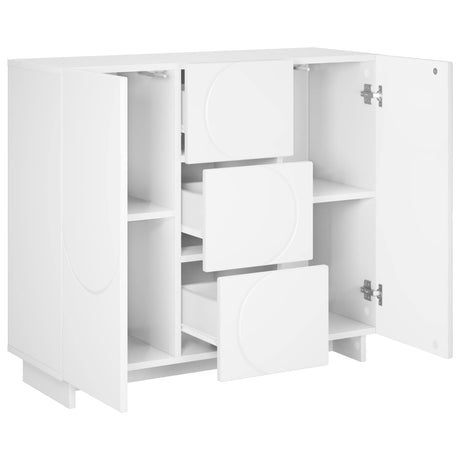 Wooden Storage Cabinet 85.5cm Wide With 2 Doors And 3 Drawers - Vantage Home