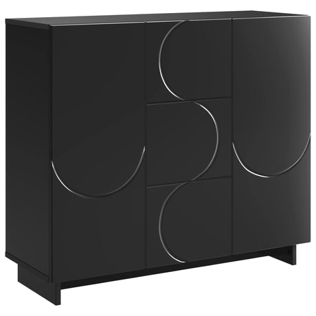 Wooden Storage Cabinet 85.5cm Wide With 2 Doors And 3 Drawers - Vantage Home
