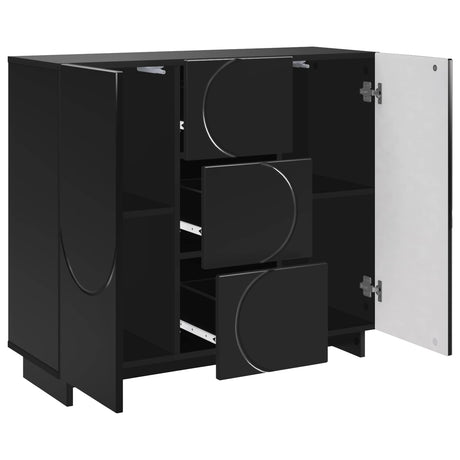 Wooden Storage Cabinet 85.5cm Wide With 2 Doors And 3 Drawers - Vantage Home