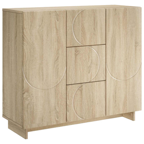 Wooden Storage Cabinet 85.5cm Wide With 2 Doors And 3 Drawers - Vantage Home