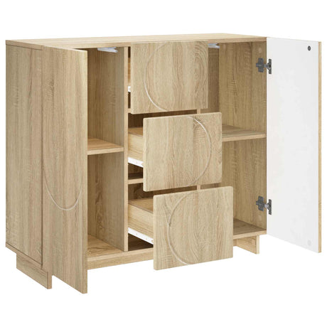 Wooden Storage Cabinet 85.5cm Wide With 2 Doors And 3 Drawers - Vantage Home