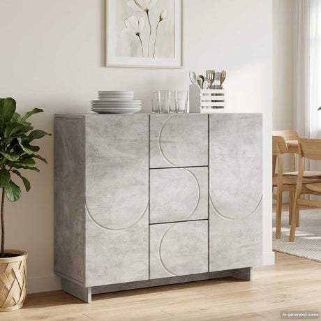 Wooden Storage Cabinet 85.5cm Wide With 2 Doors And 3 Drawers - Vantage Home