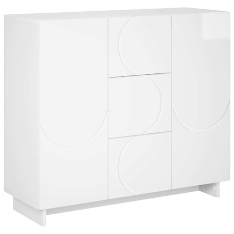 Wooden Storage Cabinet 85.5cm Wide With 2 Doors And 3 Drawers - Vantage Home
