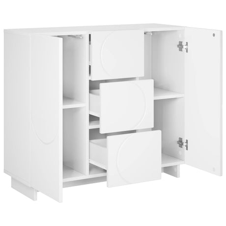 Wooden Storage Cabinet 85.5cm Wide With 2 Doors And 3 Drawers - Vantage Home