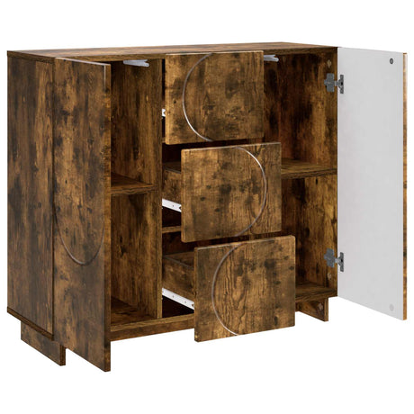 Wooden Storage Cabinet 85.5cm Wide With 2 Doors And 3 Drawers - Vantage Home