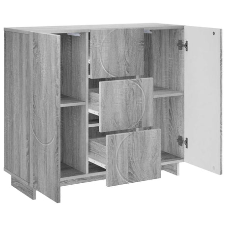 Wooden Storage Cabinet 85.5cm Wide With 2 Doors And 3 Drawers - Vantage Home