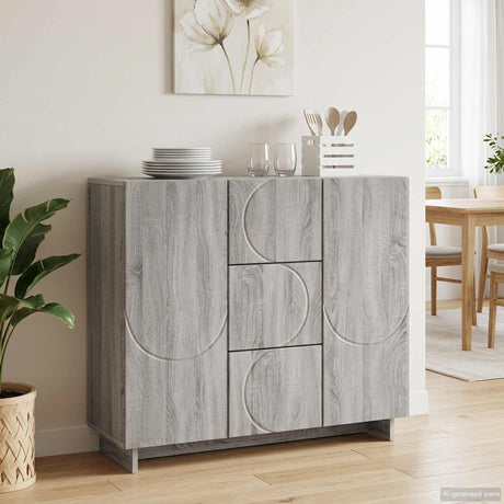 Wooden Storage Cabinet 85.5cm Wide With 2 Doors And 3 Drawers - Vantage Home