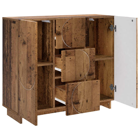 Wooden Storage Cabinet 85.5cm Wide With 2 Doors And 3 Drawers - Vantage Home