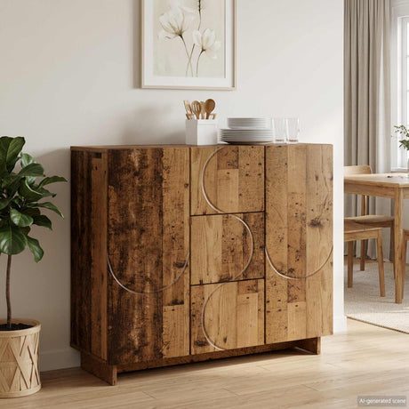 Wooden Storage Cabinet 85.5cm Wide With 2 Doors And 3 Drawers - Vantage Home