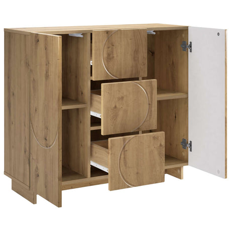 Wooden Storage Cabinet 85.5cm Wide With 2 Doors And 3 Drawers - Vantage Home