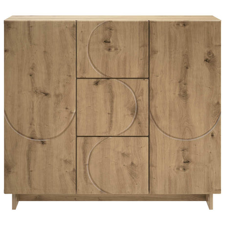 Wooden Storage Cabinet 85.5cm Wide With 2 Doors And 3 Drawers - Vantage Home