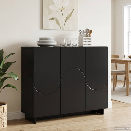 Wooden Storage Cabinet 85.5cm Wide With 3 Doors - Vantage Home