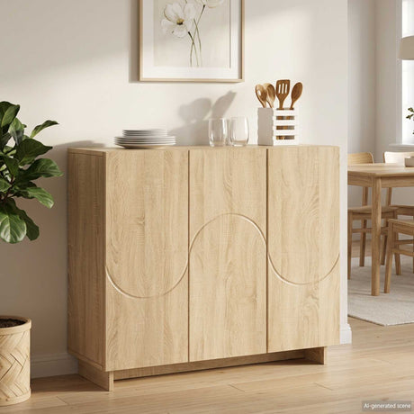 Wooden Storage Cabinet 85.5cm Wide With 3 Doors - Vantage Home