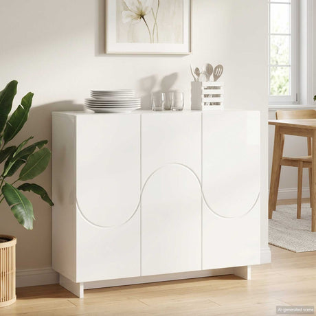 Wooden Storage Cabinet 85.5cm Wide With 3 Doors - Vantage Home