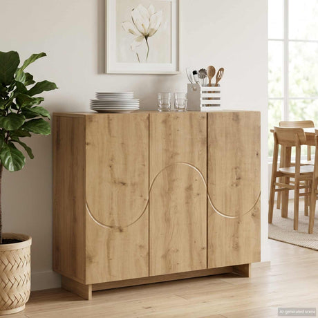 Wooden Storage Cabinet 85.5cm Wide With 3 Doors - Vantage Home