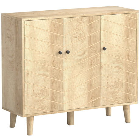 Wooden Storage Cabinet 88.3cm Wide With 3 Doors - Velmora