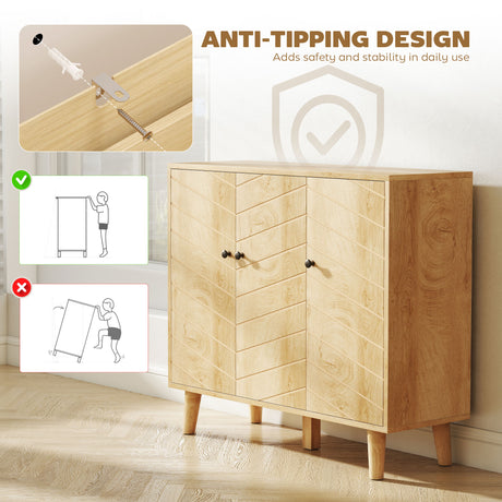Wooden Storage Cabinet 88.3cm Wide With 3 Doors - Velmora
