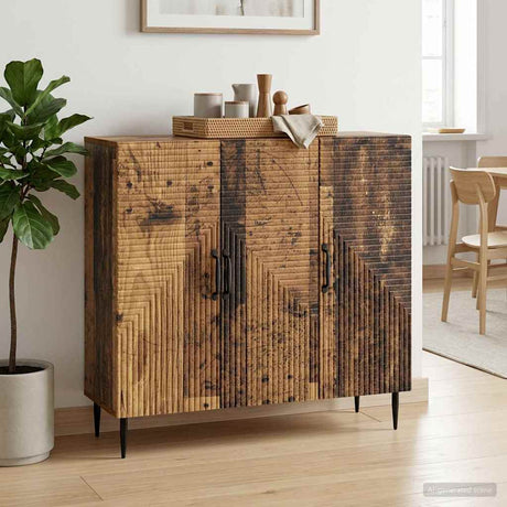 Wooden Storage Cabinet 89cm Wide With 3 Doors - Vantage Home
