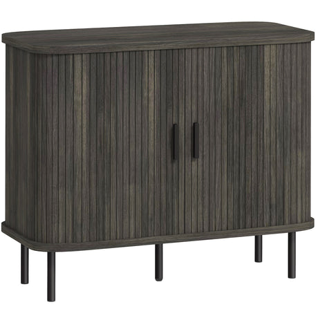 Wooden Storage Cabinet 90cm Wide With 2 Sliding Doors - Velmora