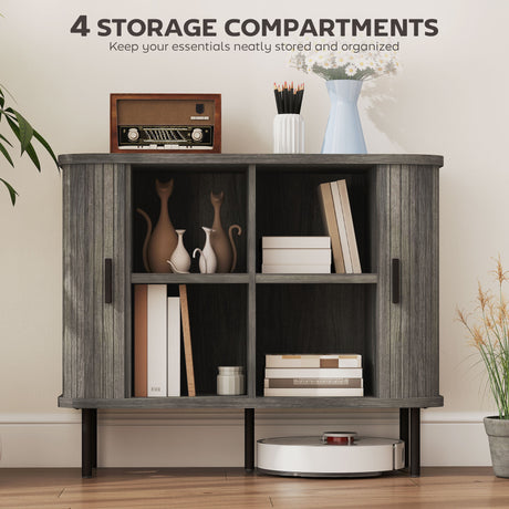 Wooden Storage Cabinet 90cm Wide With 2 Sliding Doors - Velmora