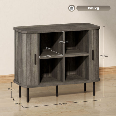 Wooden Storage Cabinet 90cm Wide With 2 Sliding Doors - Velmora