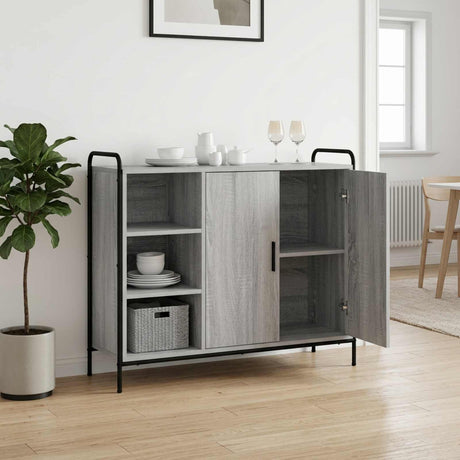 Wooden Storage Cabinet 98.5cm Wide With 2 Doors 2 Shelves And Steel Frame - Vantage Home